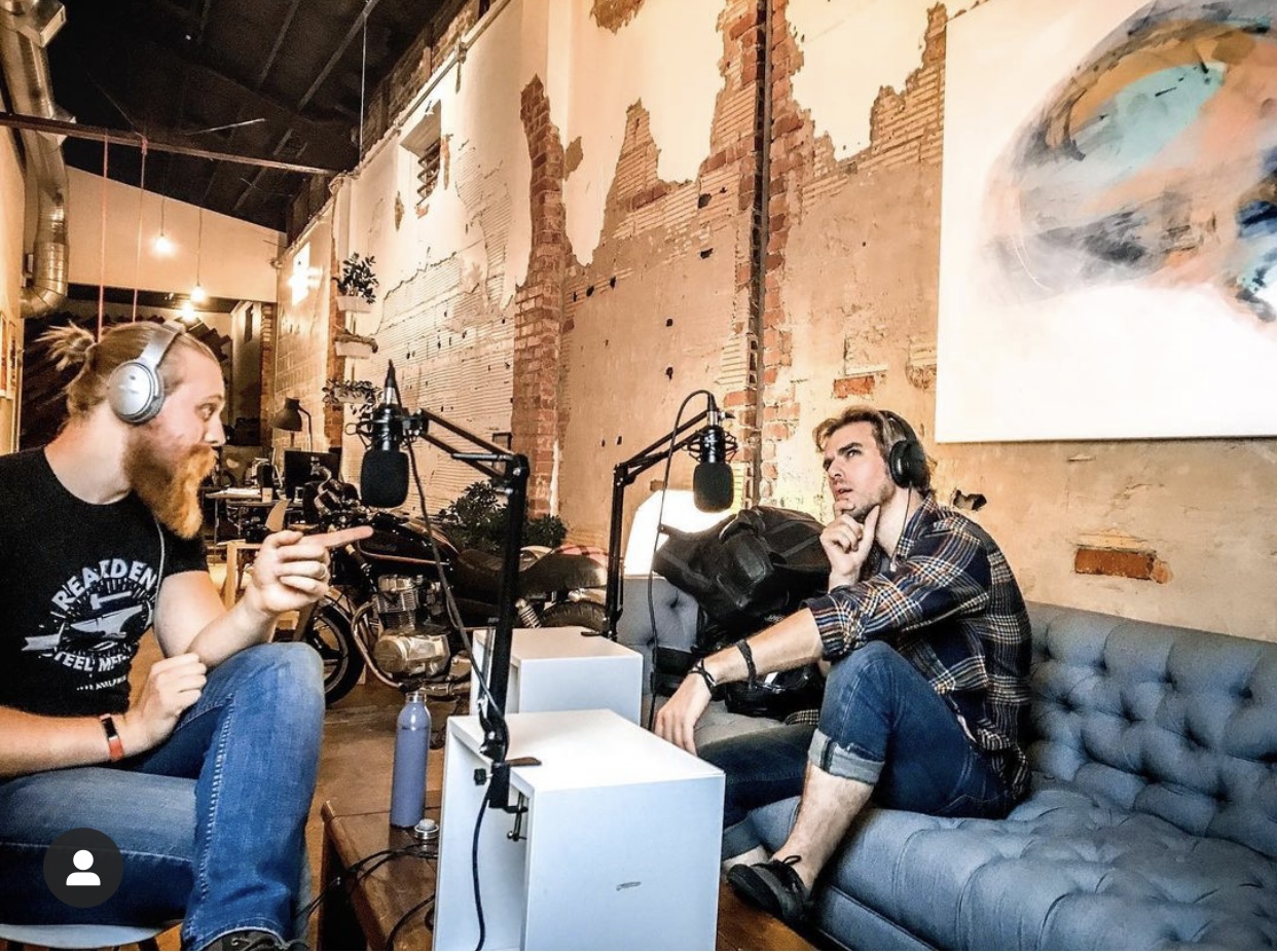 two men recording a podcast